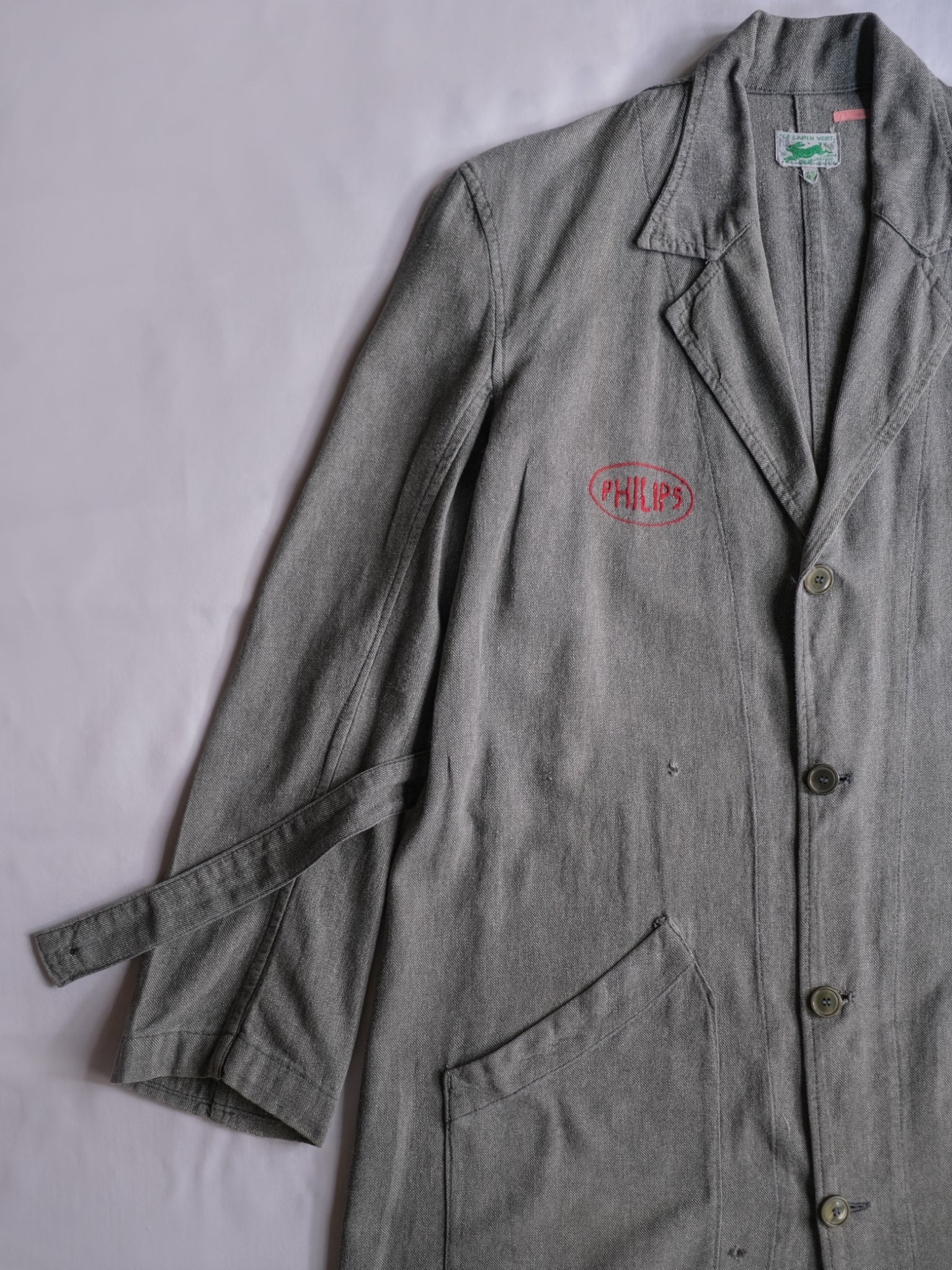 1940’s “LE LAPIN VERT” French Salt & Pepper Atelier Coat / 法國椒鹽工作大衣