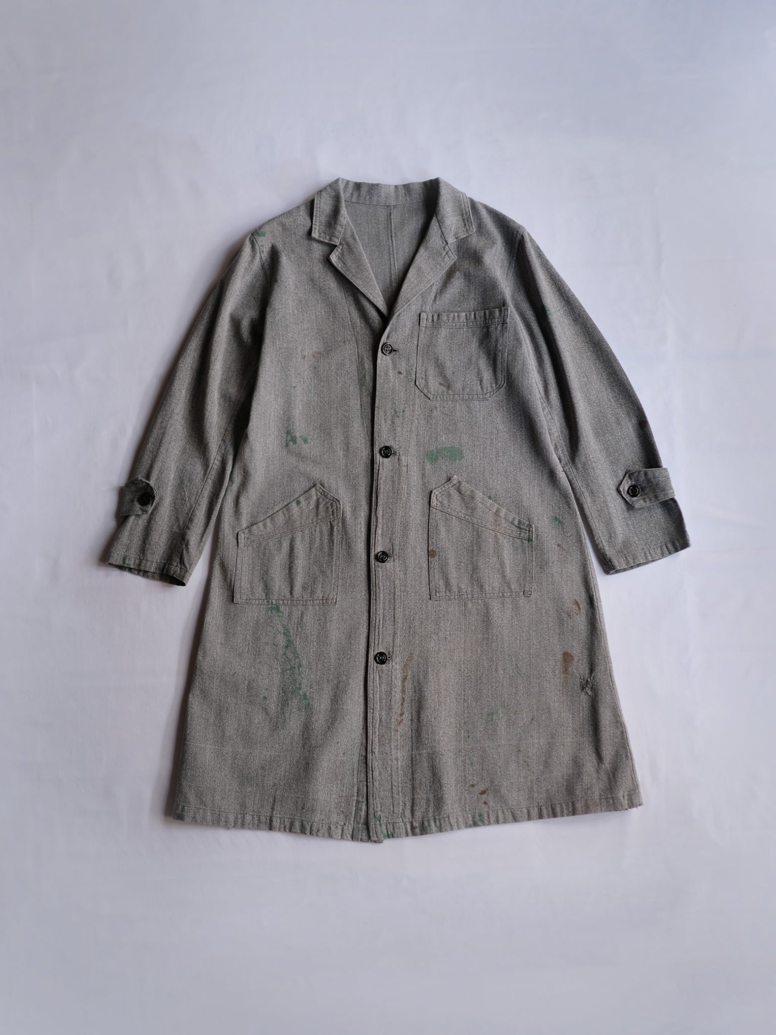 1940’s French Salt & Pepper Atelier Coat / 法國椒鹽工作大衣