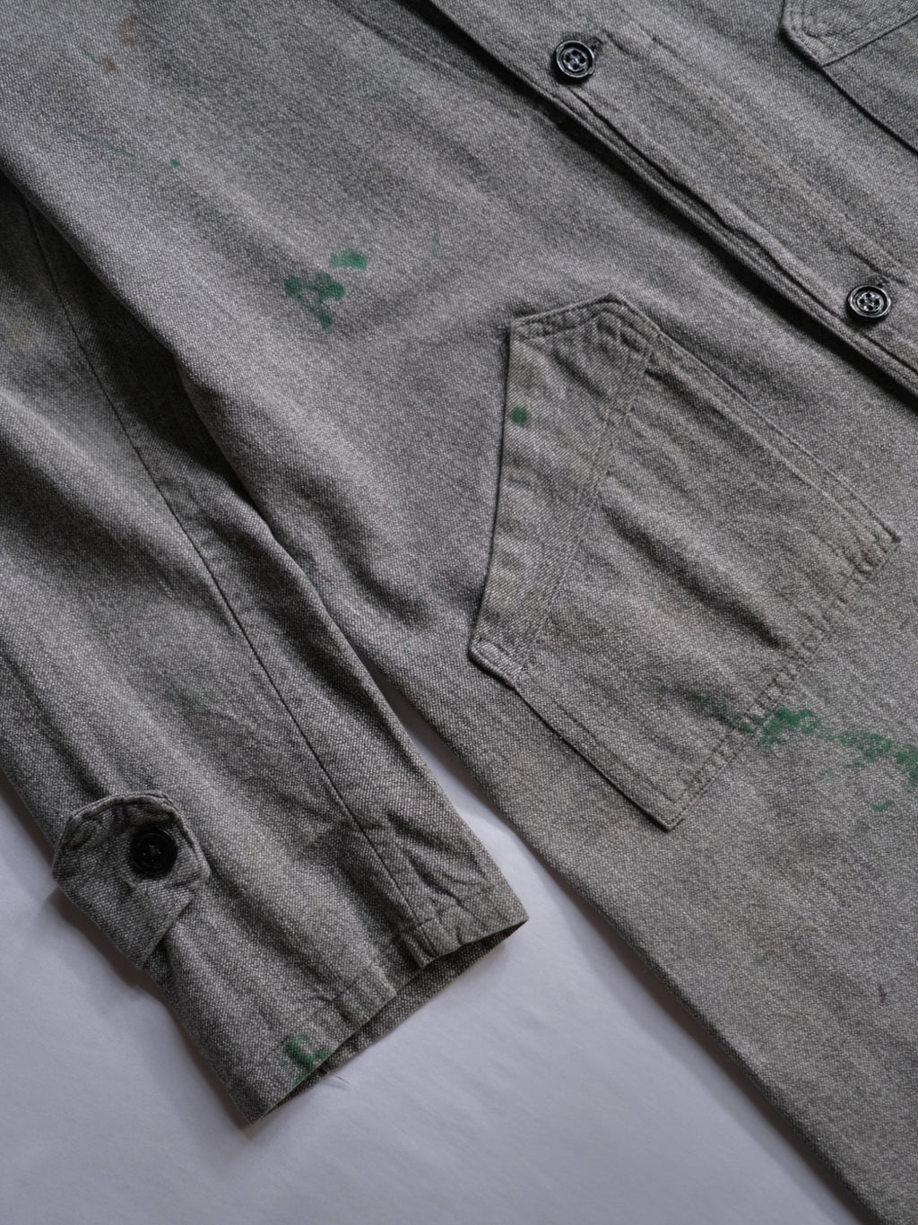 1940’s French Salt & Pepper Atelier Coat / 法國椒鹽工作大衣