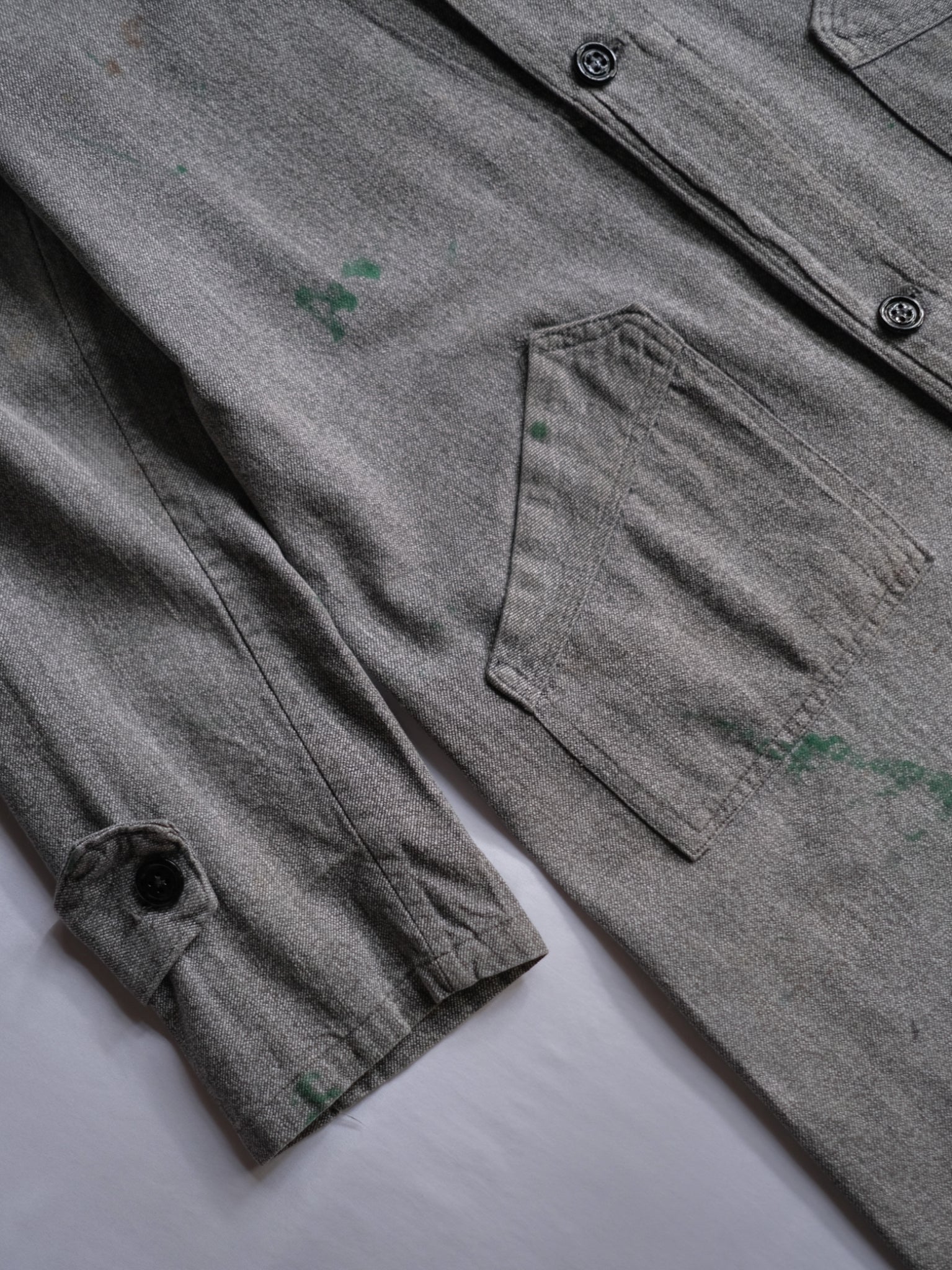 1940’s French Salt & Pepper Atelier Coat / 法國椒鹽工作大衣