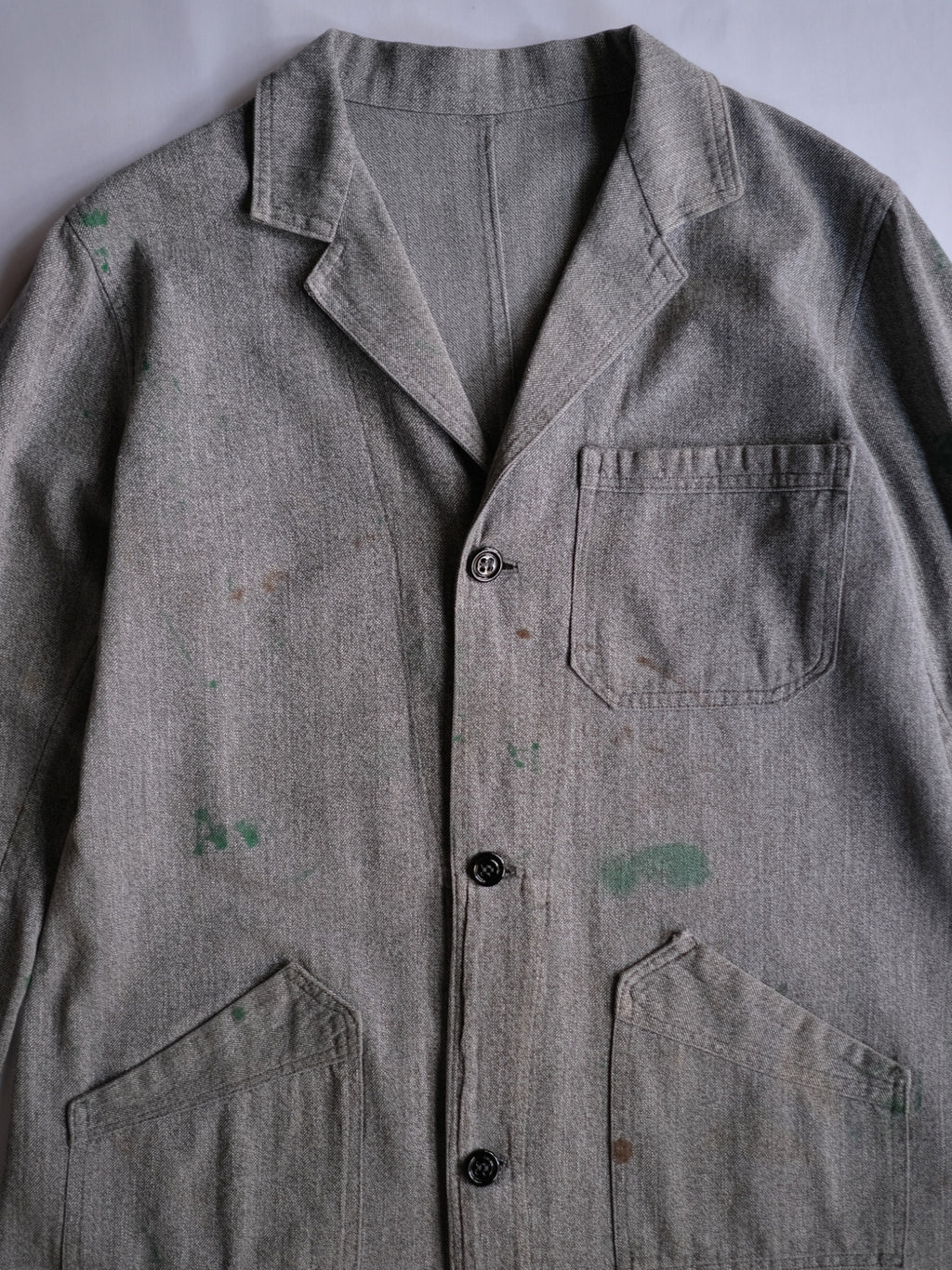 1940’s French Salt & Pepper Atelier Coat / 法國椒鹽工作大衣
