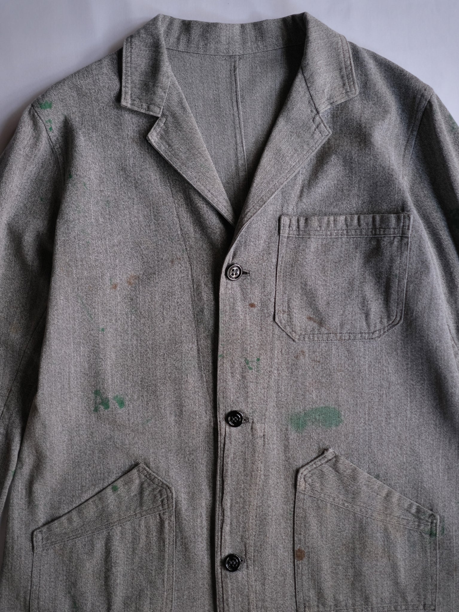 1940’s French Salt & Pepper Atelier Coat / 法國椒鹽工作大衣