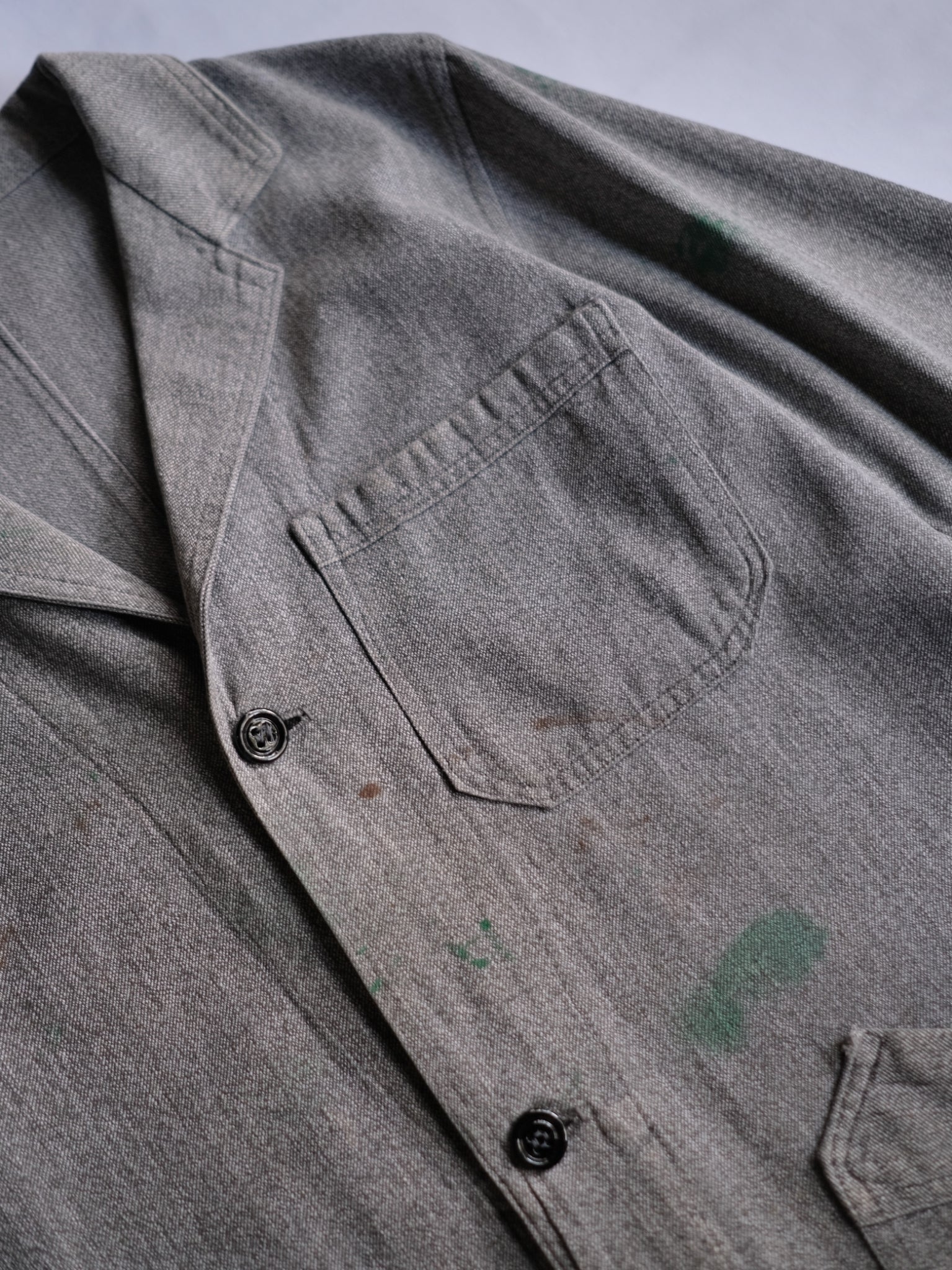 1940’s French Salt & Pepper Atelier Coat / 法國椒鹽工作大衣