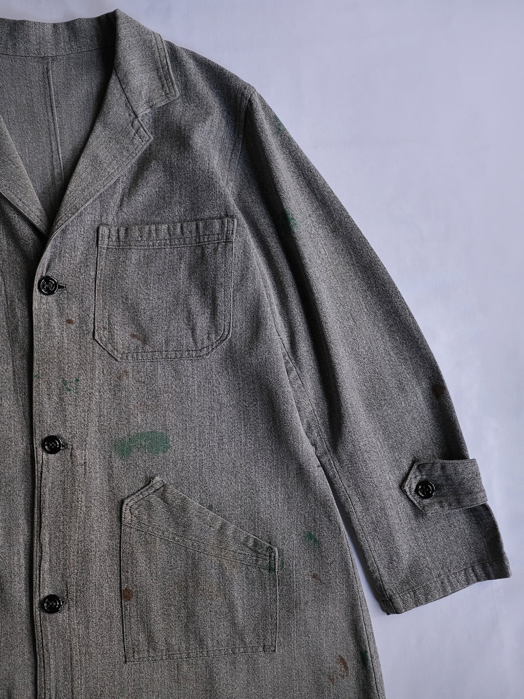 1940’s French Salt & Pepper Atelier Coat / 法國椒鹽工作大衣