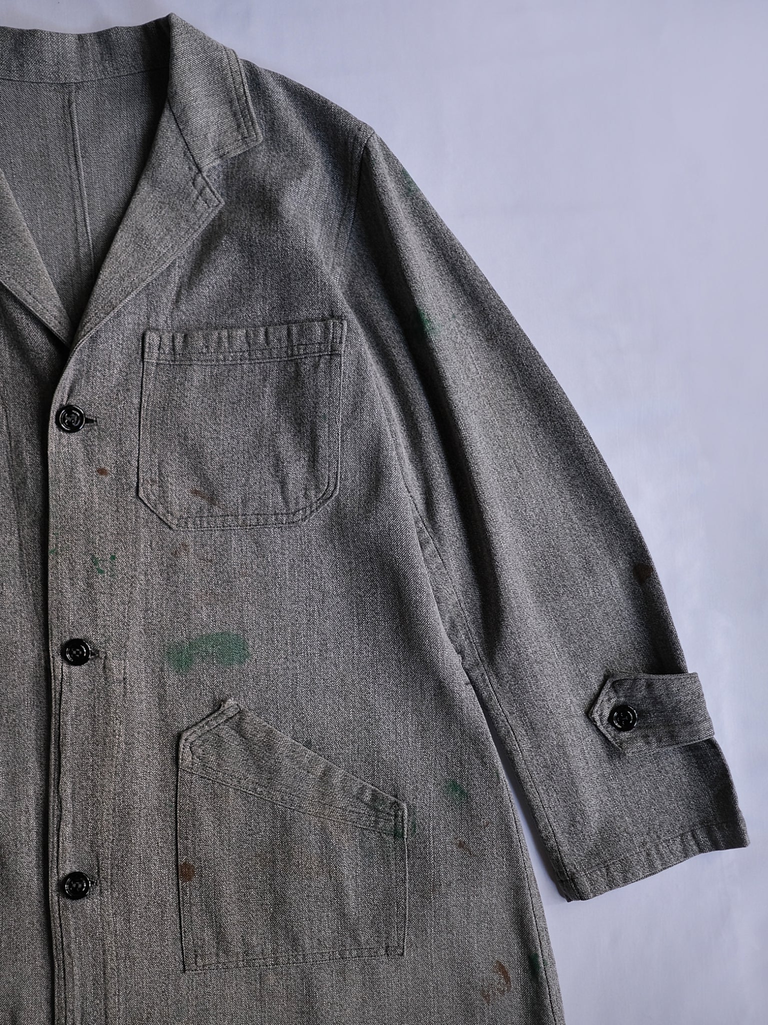 1940’s French Salt & Pepper Atelier Coat / 法國椒鹽工作大衣