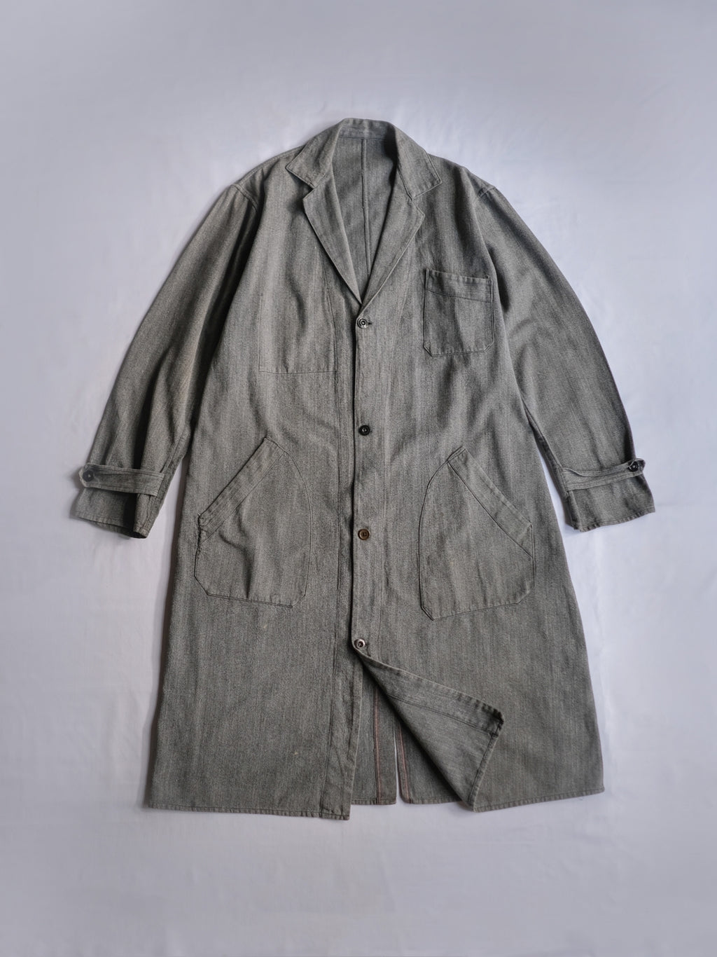 1940’s French Salt & Pepper Atelier Coat / 法國椒鹽工作大衣