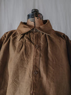 1930-1940's French Farmer Heavy Chanvre Brown "Biaude" ou Smock / French ramie brown smock