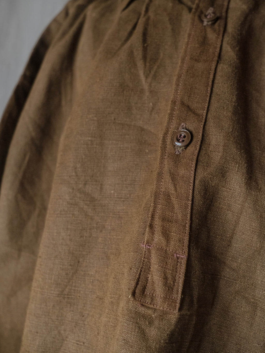 1930-1940's French Farmer Heavy Chanvre Brown "Biaude" ou Smock / French ramie brown smock
