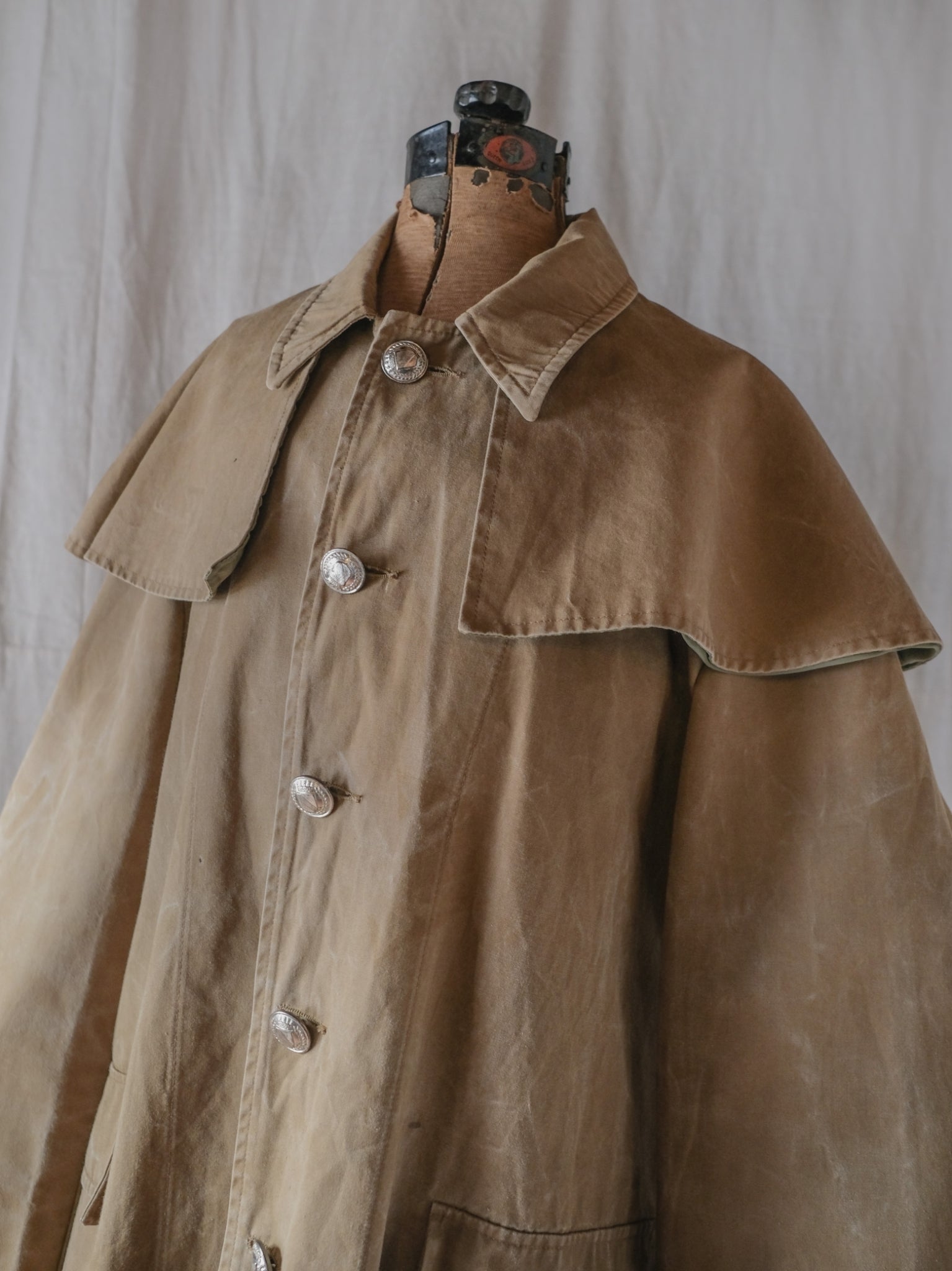 1960’s French Police Cap Line Canvas Coat / 法國警用帆布斗篷外套
