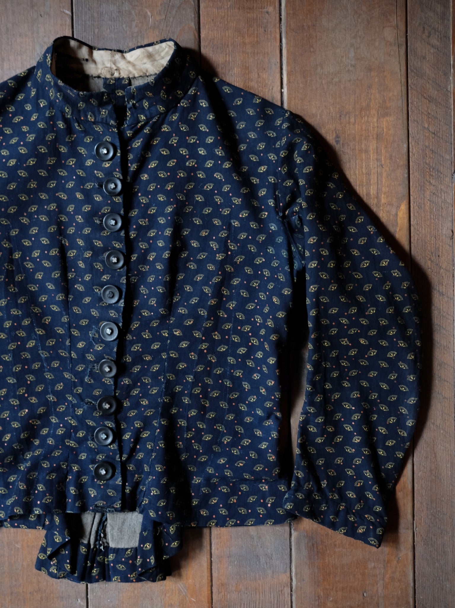 Late 1800’s Early 1900's Victorian Era Indigo Calico Women Blouse / 維多利亞時期藍染印花布仕女襯衫