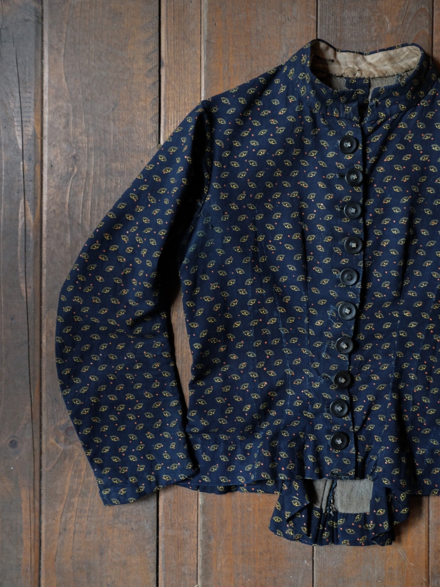 Late 1800’s Early 1900's Victorian Era Indigo Calico Women Blouse / 維多利亞時期藍染印花布仕女襯衫