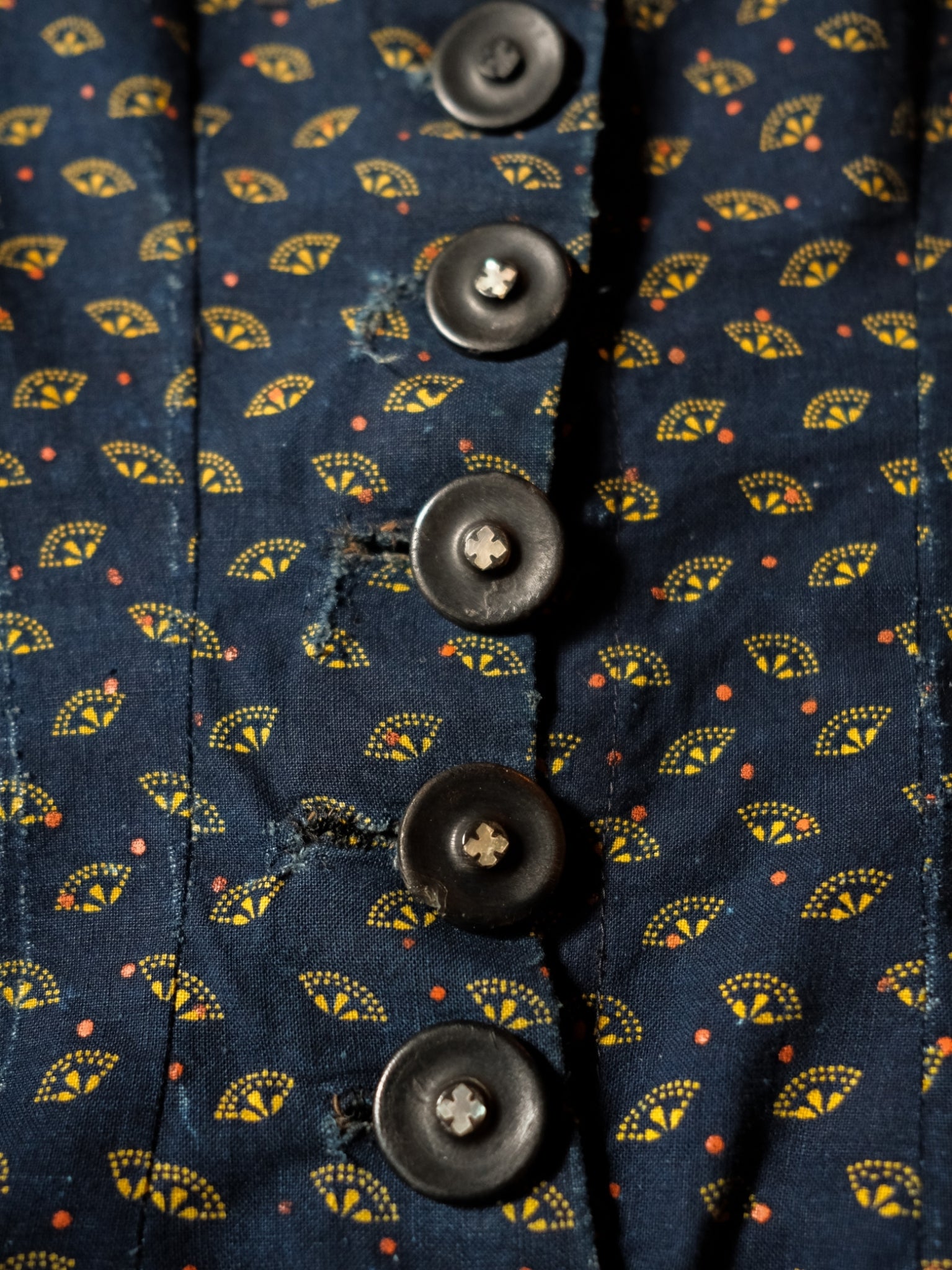 Late 1800’s Early 1900's Victorian Era Indigo Calico Women Blouse / 維多利亞時期藍染印花布仕女襯衫