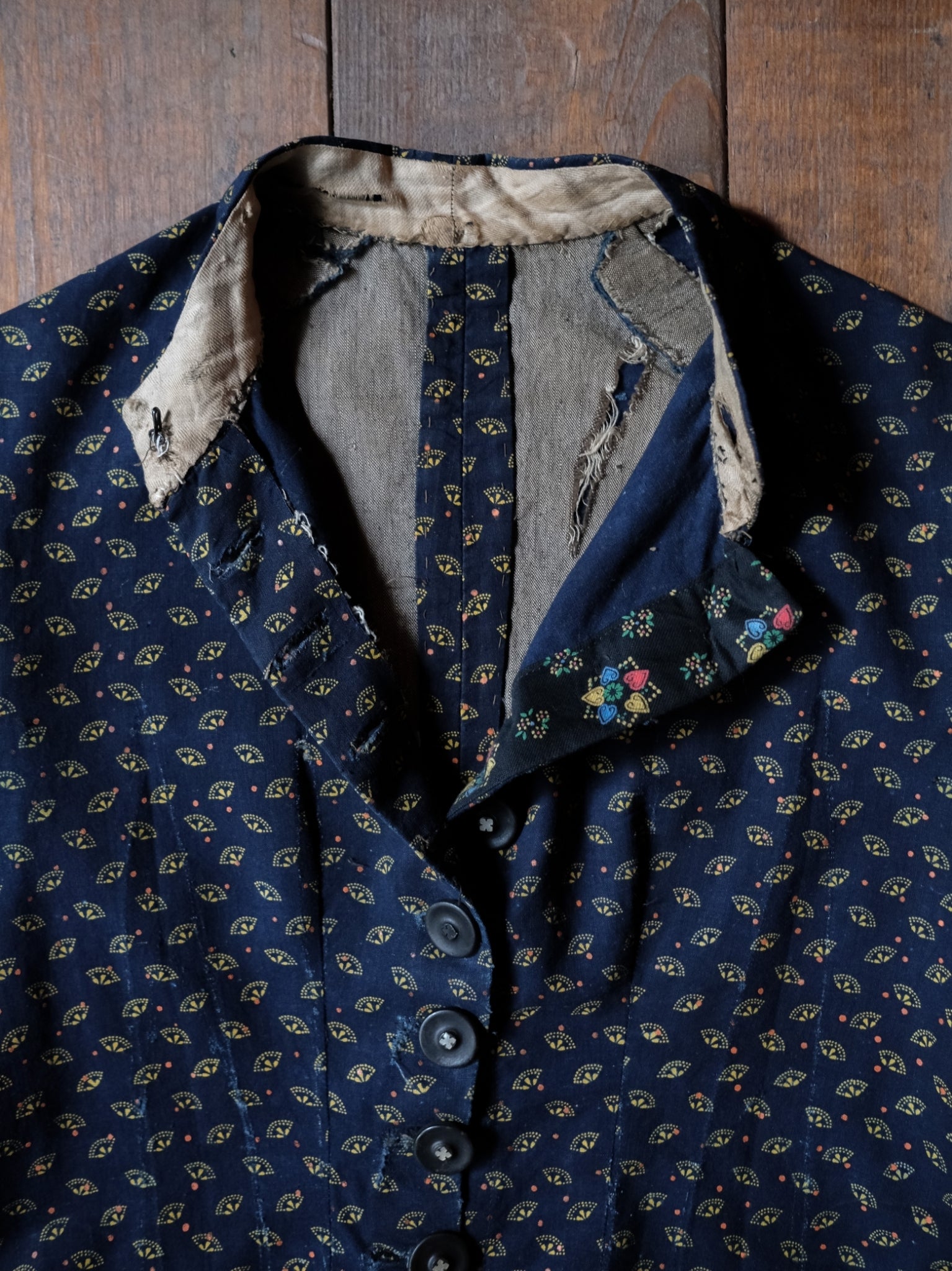 Late 1800’s Early 1900's Victorian Era Indigo Calico Women Blouse / 維多利亞時期藍染印花布仕女襯衫