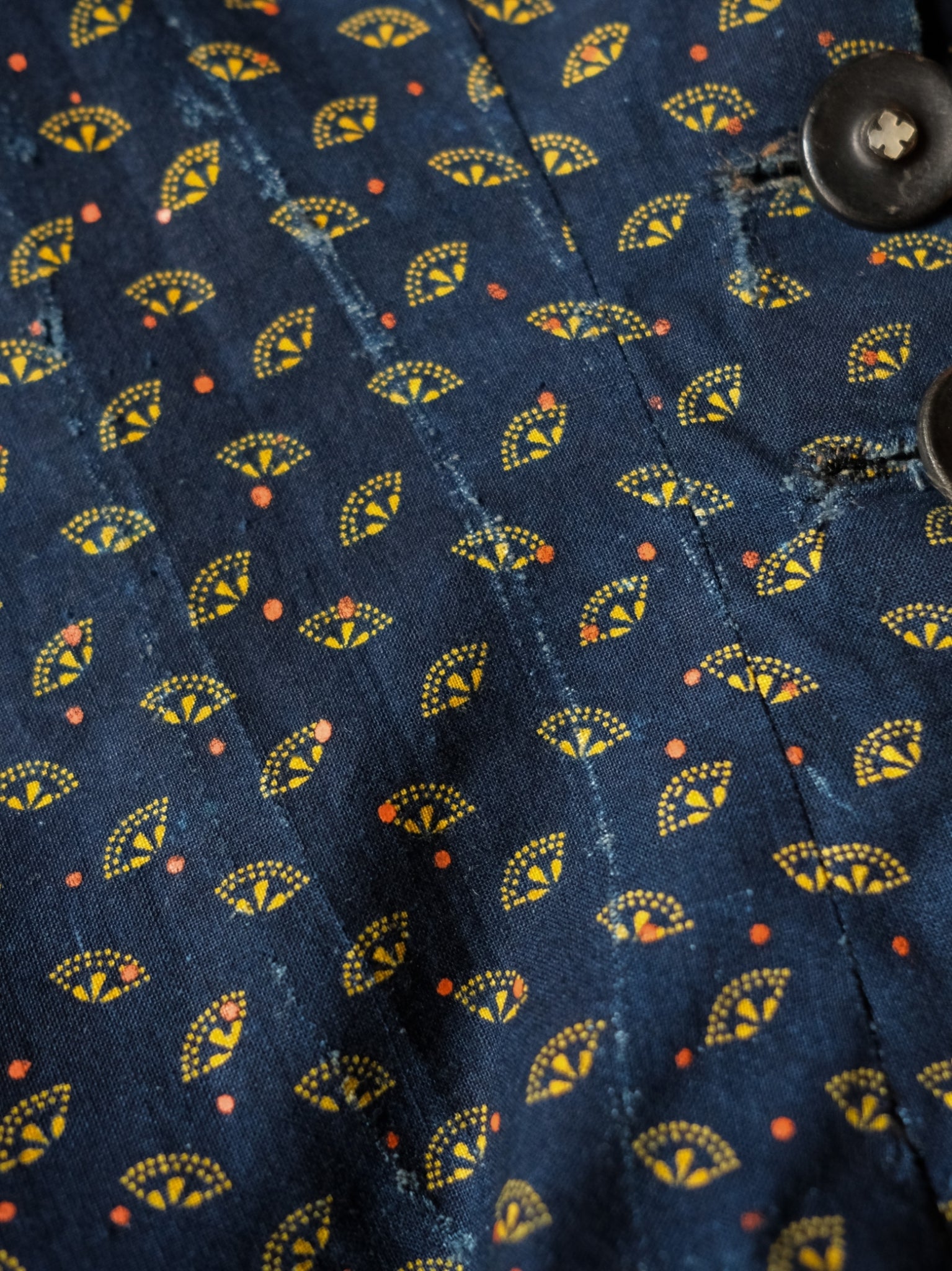 Late 1800’s Early 1900's Victorian Era Indigo Calico Women Blouse / 維多利亞時期藍染印花布仕女襯衫