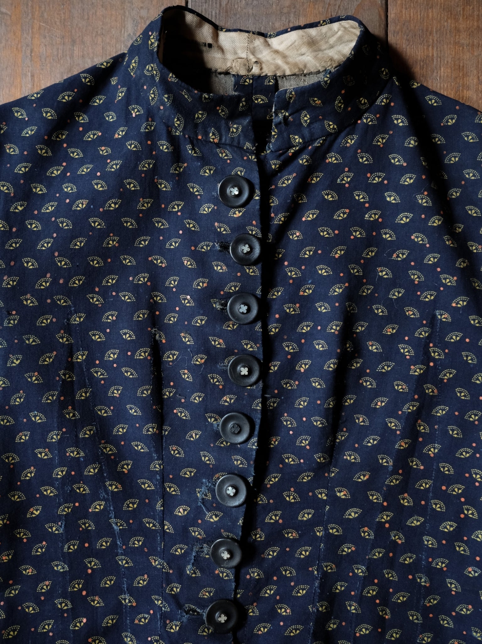 Late 1800’s Early 1900's Victorian Era Indigo Calico Women Blouse / 維多利亞時期藍染印花布仕女襯衫