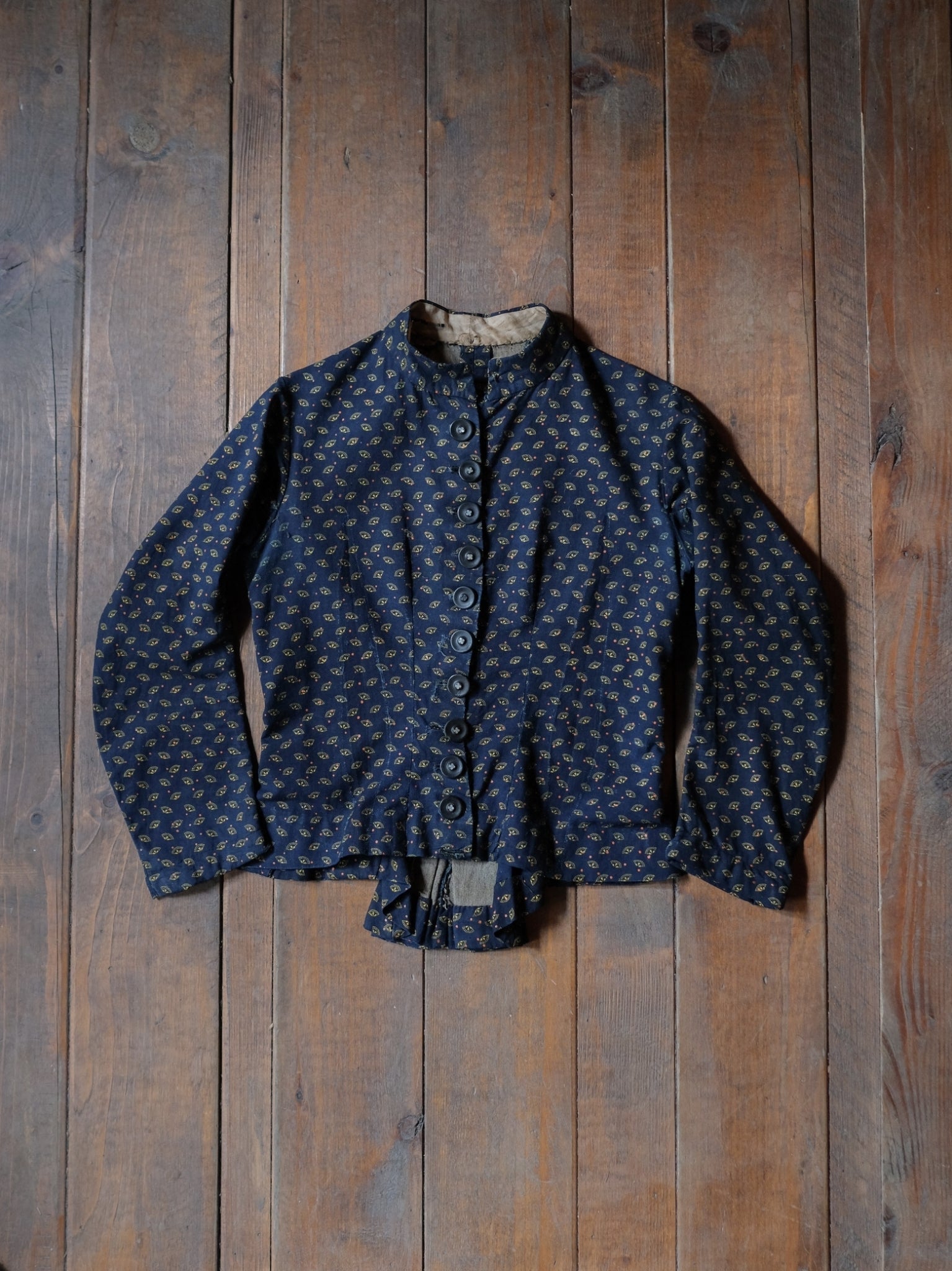 Late 1800’s Early 1900's Victorian Era Indigo Calico Women Blouse / 維多利亞時期藍染印花布仕女襯衫