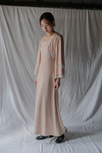 1970’s Knit Fabric Empire Waist Flare Sleeve Dress / 針織高腰喇叭袖長裙