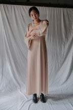1970’s Knit Fabric Empire Waist Flare Sleeve Dress / 針織高腰喇叭袖長裙