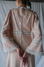 1970’s Knit Fabric Empire Waist Flare Sleeve Dress / 針織高腰喇叭袖長裙