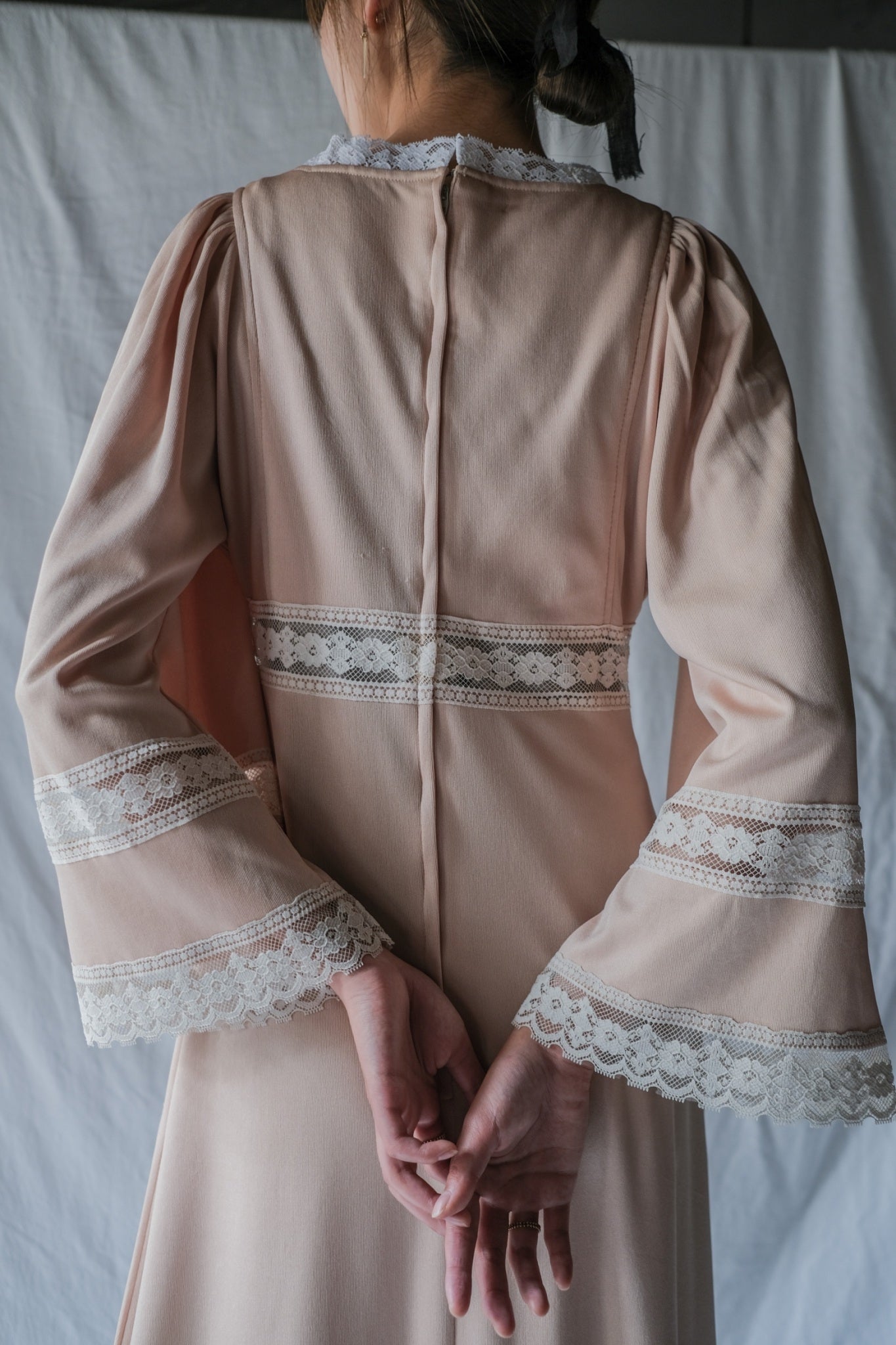 1970’s Knit Fabric Empire Waist Flare Sleeve Dress / 針織高腰喇叭袖長裙