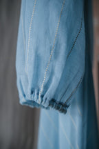 1970’s British Prairie Gauze Empire Waist Dress / 英國透紗高腰長裙