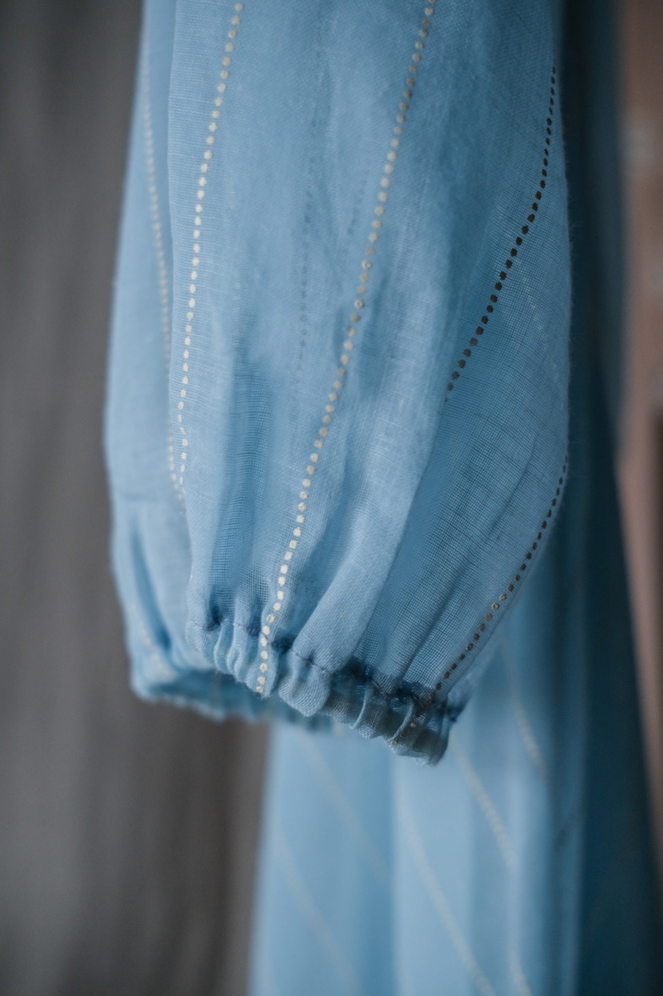 1970’s British Prairie Gauze Empire Waist Dress / 英國透紗高腰長裙
