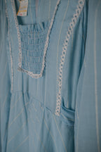 1970’s British Prairie Gauze Empire Waist Dress / 英國透紗高腰長裙