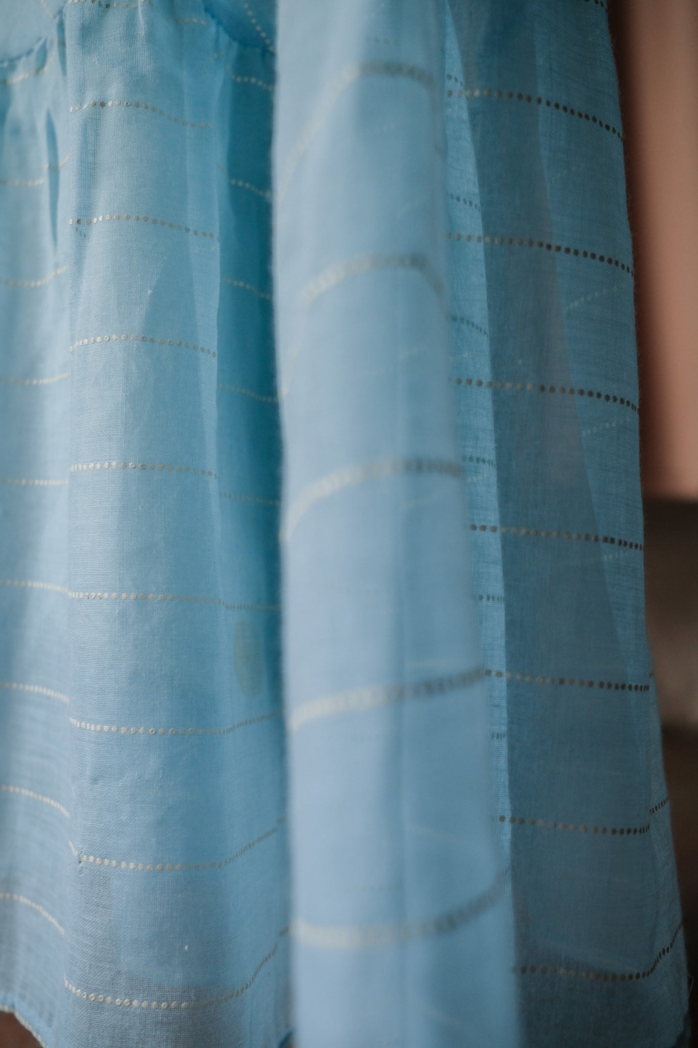 1970’s British Prairie Gauze Empire Waist Dress / 英國透紗高腰長裙
