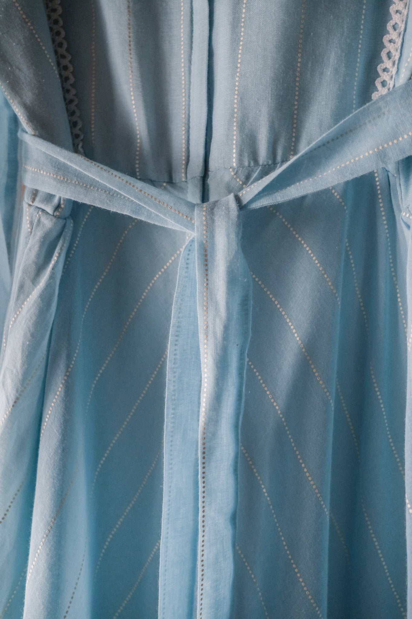 1970’s British Prairie Gauze Empire Waist Dress / 英國透紗高腰長裙