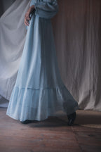 1970’s British Prairie Gauze Empire Waist Dress / 英國透紗高腰長裙