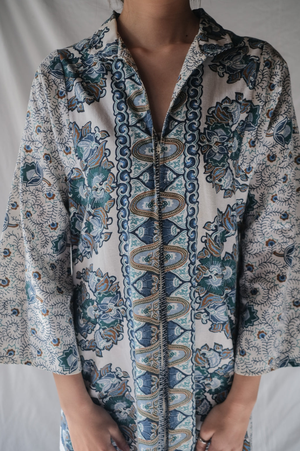 1970’s Floral Print Full Zipper Dress / 印花全拉鍊連身裙