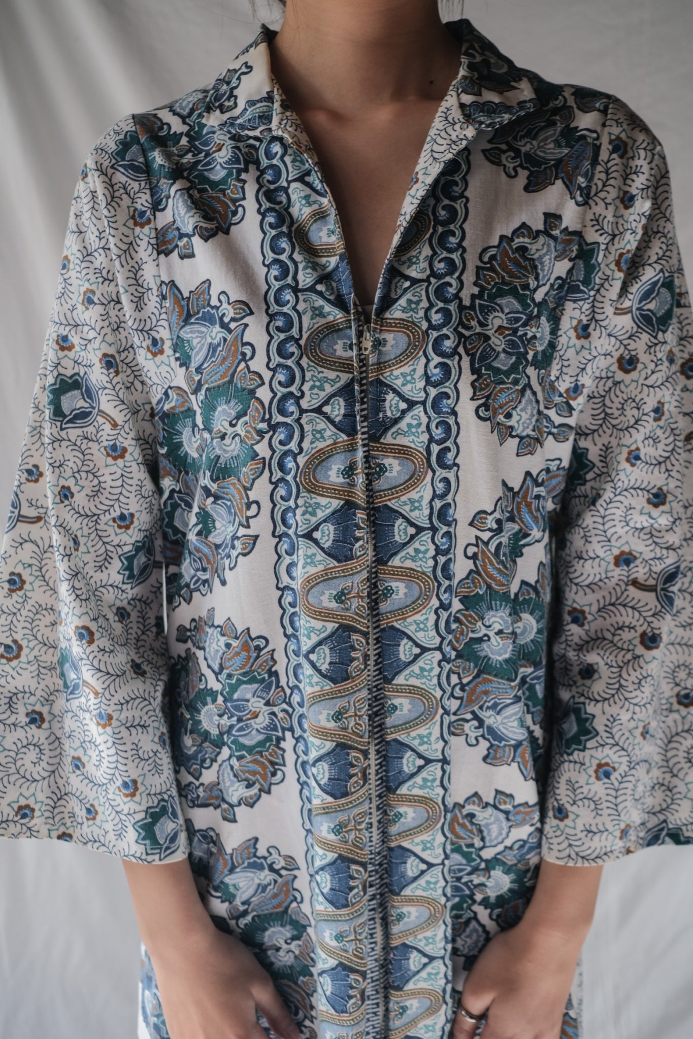 1970’s Floral Print Full Zipper Dress / 印花全拉鍊連身裙