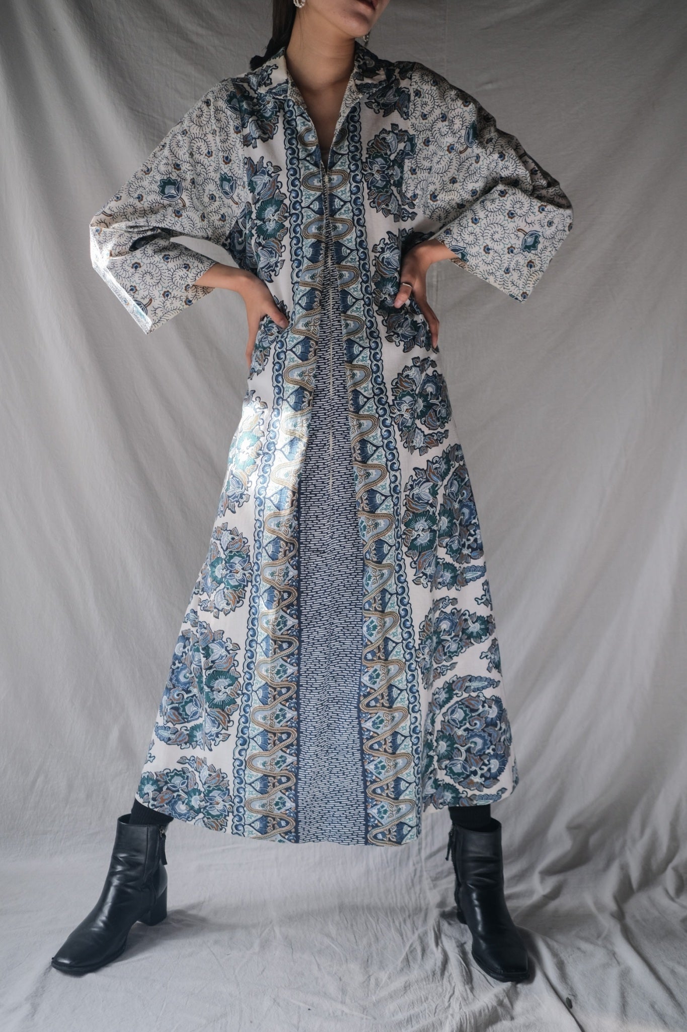 1970’s Floral Print Full Zipper Dress / 印花全拉鍊連身裙
