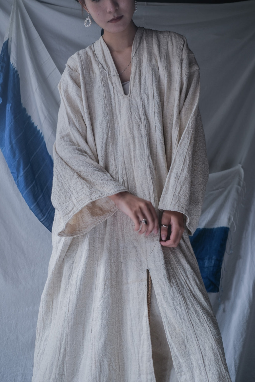 1950-1960's African Sahara Gandoura Hand Woven Raw Cotton / African Sahara Hand Woven Raw Cotton Sweater