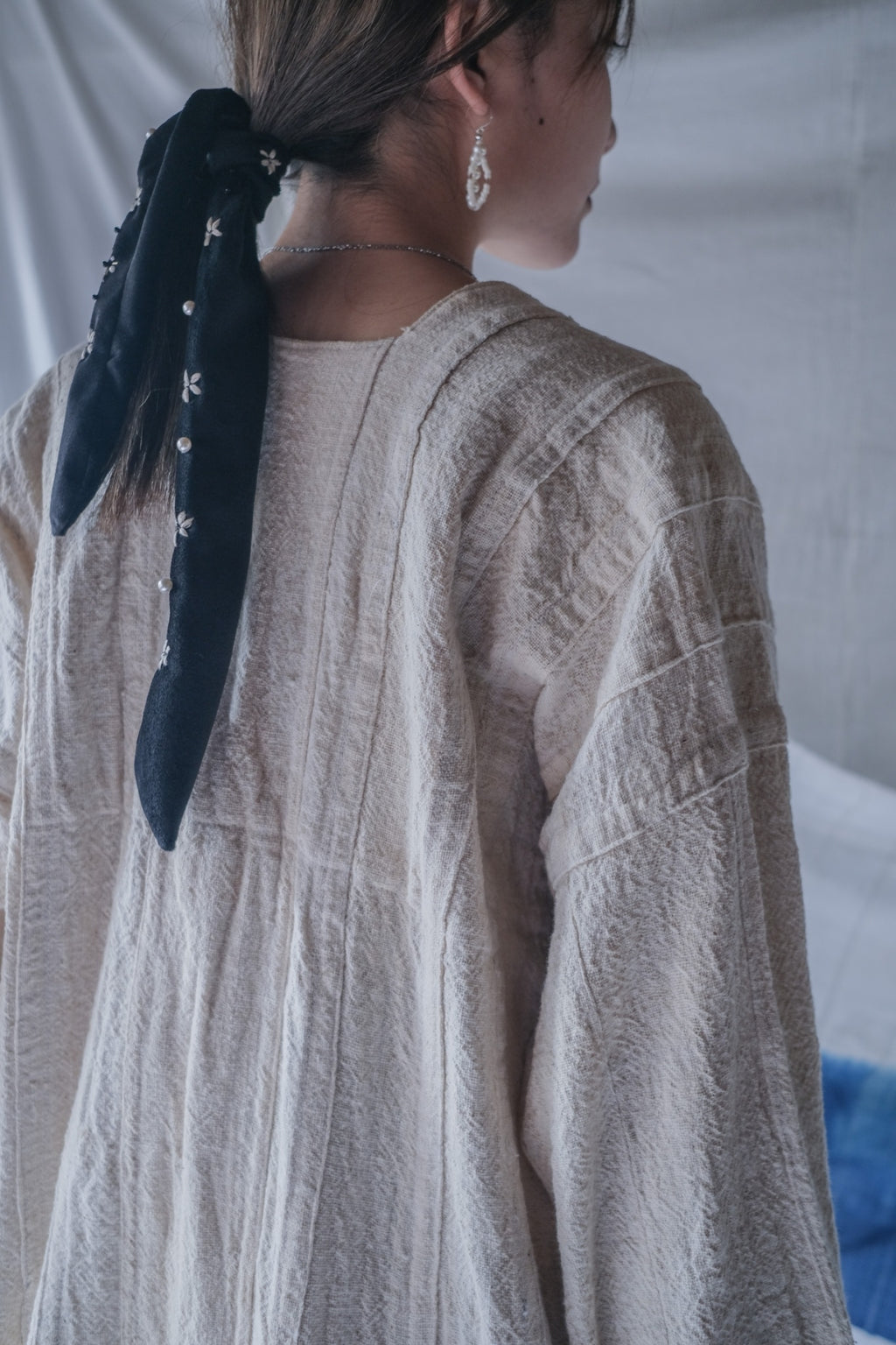 1950-1960's African Sahara Gandoura Hand Woven Raw Cotton / African Sahara Hand Woven Raw Cotton Sweater