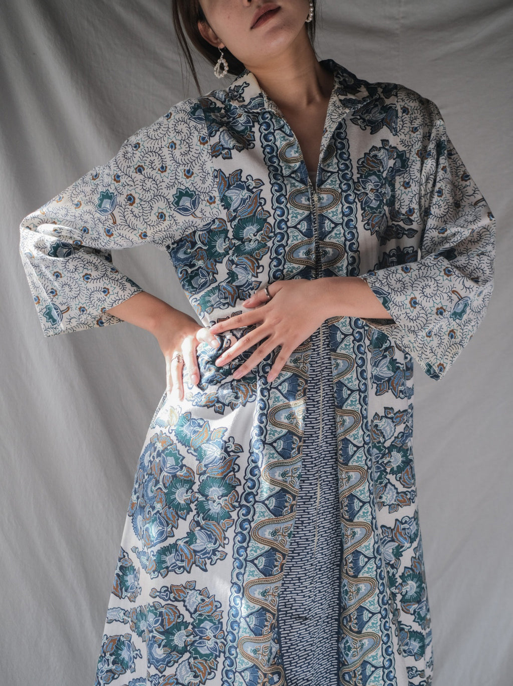 1970’s Floral Print Full Zipper Dress / 印花全拉鍊連身裙