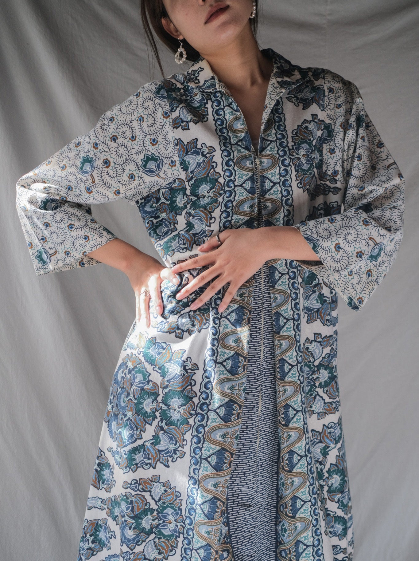 1970’s Floral Print Full Zipper Dress / 印花全拉鍊連身裙