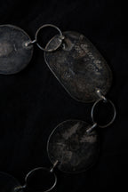 1990's American Native Turquoise and Coral Sterling Silver Concho Chain Belt / 美國原住民綠松石純銀腰鍊