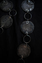 1990's American Native Turquoise and Coral Sterling Silver Concho Chain Belt / 美國原住民綠松石純銀腰鍊