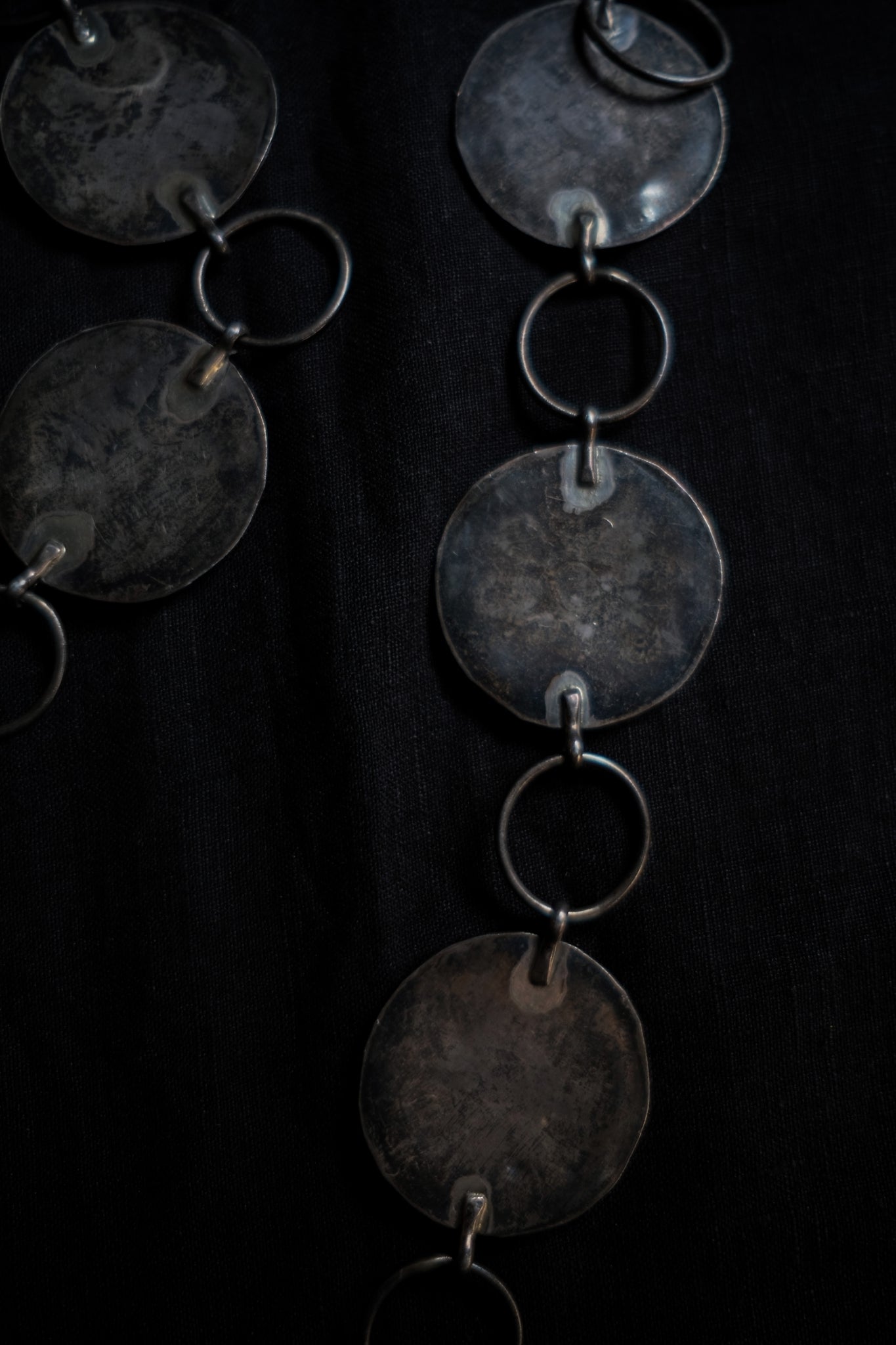 1990's American Native Turquoise and Coral Sterling Silver Concho Chain Belt / 美國原住民綠松石純銀腰鍊