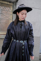 1990's American Native Turquoise and Coral Sterling Silver Concho Chain Belt / 美國原住民綠松石純銀腰鍊
