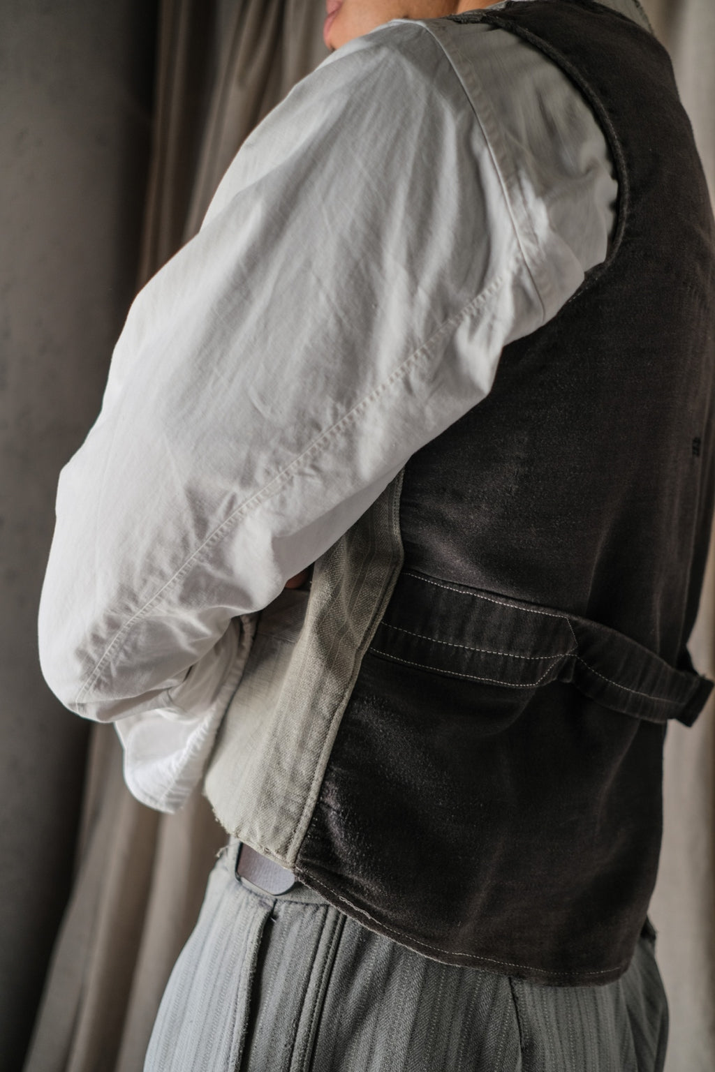 1930's French Farmer Vest, Patched / French Farmer Vest 