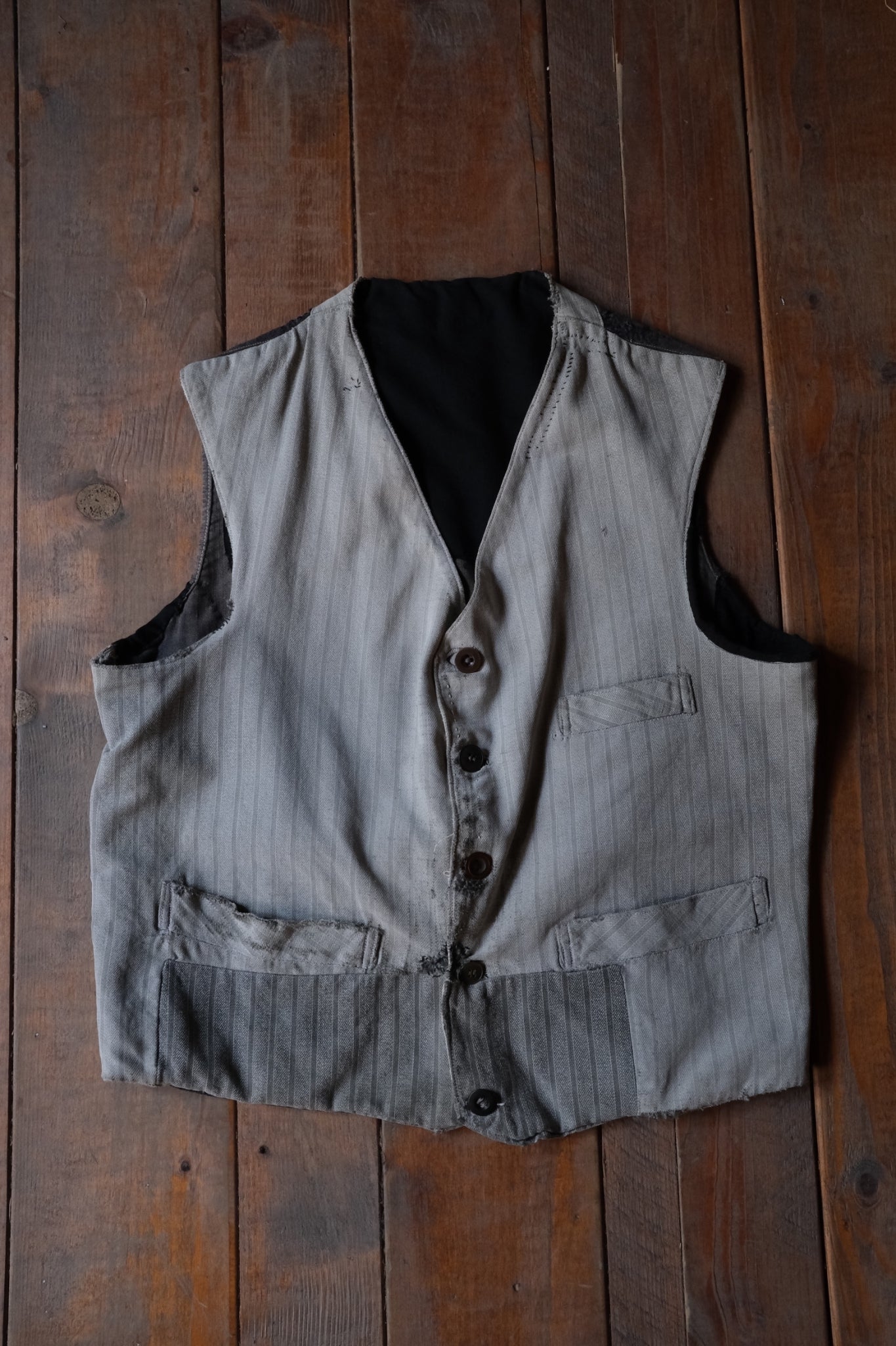 1930's French Farmer Vest, Patched / 法國農夫背心