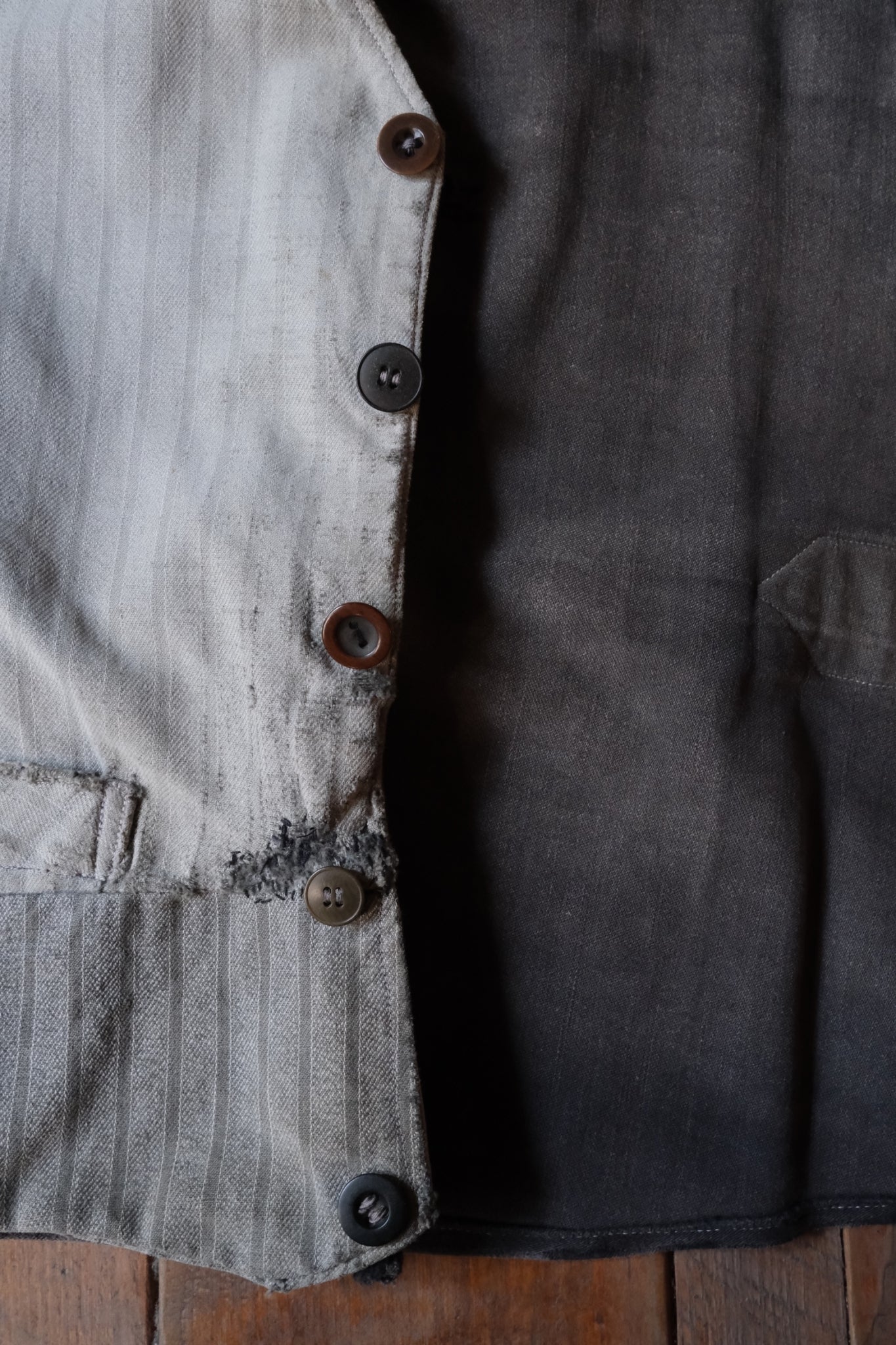 1930's French Farmer Vest, Patched / 法國農夫背心