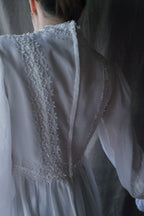 1970’s Lace Gauze Empire Waist Maxi Dress / 蕾絲白紗高腰長裙