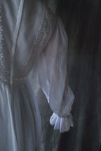1970’s Lace Gauze Empire Waist Maxi Dress / 蕾絲白紗高腰長裙