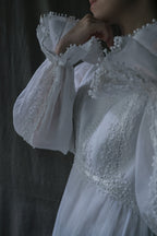1970’s Lace Gauze Empire Waist Maxi Dress / 蕾絲白紗高腰長裙