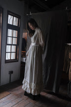 1980's Layered Lace Flocky Print Maxi Dress / 蕾絲植絨印花連身蛋糕裙