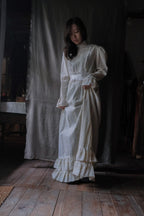 1980's Layered Lace Flocky Print Maxi Dress / 蕾絲植絨印花連身蛋糕裙