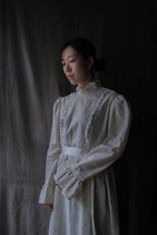 1980's Layered Lace Flocky Print Maxi Dress / 蕾絲植絨印花連身蛋糕裙